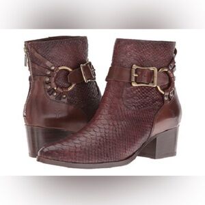 Frye Dark Brown Textured Ankle Boots